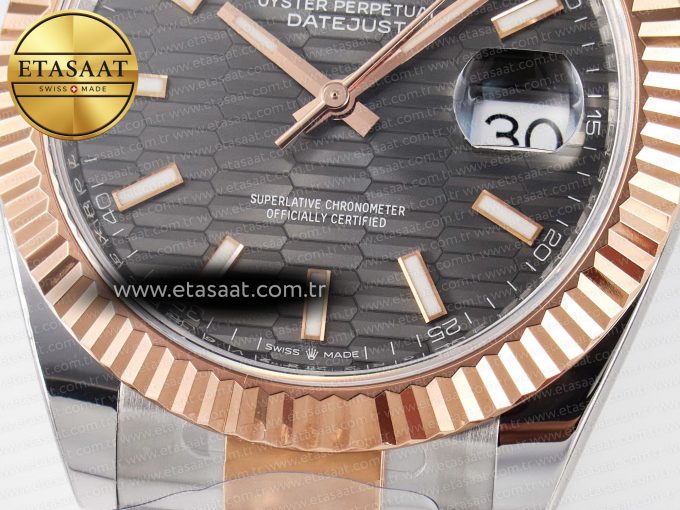 DateJust 41 126331 ARF 1:1 Best Edition 904L Steel Gray Textured Dial on SS/RG Oyster Bracelet SH3235（Gain Weight） - Görsel 13