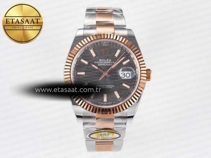 DateJust 41 126331 ARF 1:1 Best Edition 904L Steel Gray Textured Dial on SS/RG Oyster Bracelet SH3235（Gain Weight） - Görsel 3
