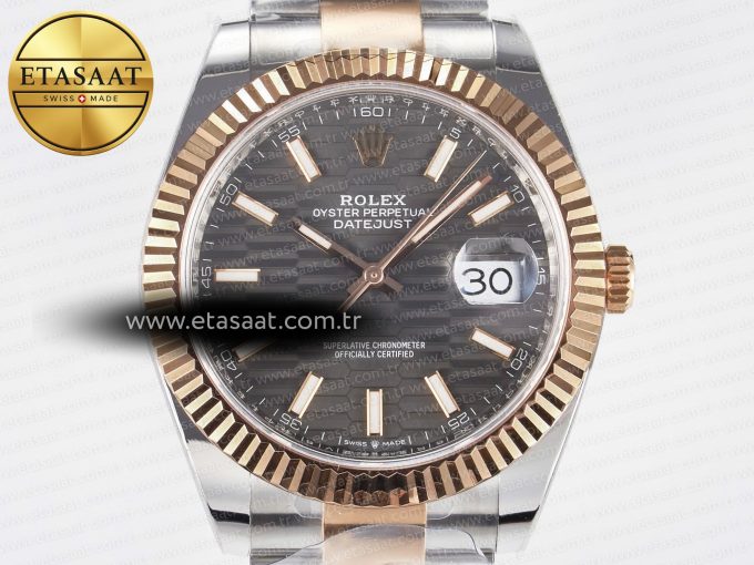 DateJust 41 126331 ARF 1:1 Best Edition 904L Steel Gray Textured Dial on SS/RG Oyster Bracelet SH3235（Gain Weight） - Görsel 4