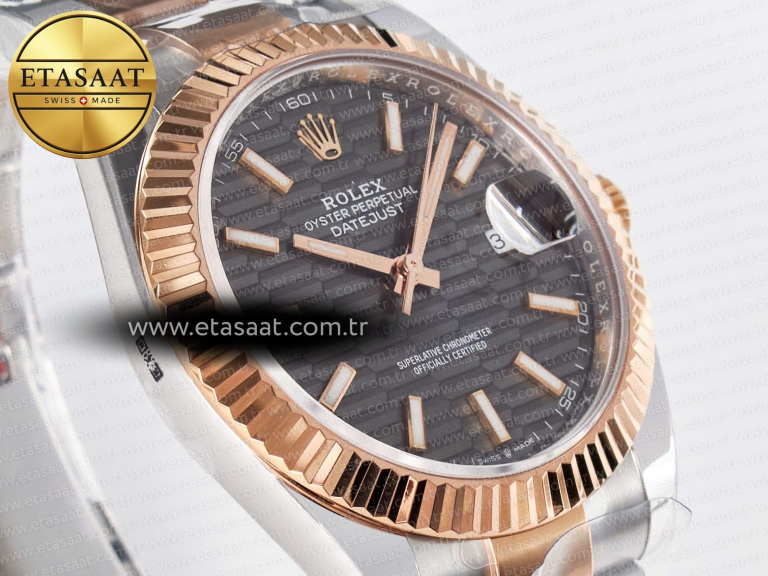 DateJust 41 126331 ARF 1:1 Best Edition 904L Steel Gray Textured Dial on SS/RG Oyster Bracelet SH3235（Gain Weight） - Görsel 5