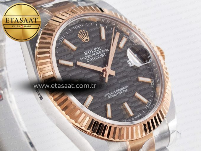 DateJust 41 126331 ARF 1:1 Best Edition 904L Steel Gray Textured Dial on SS/RG Oyster Bracelet SH3235（Gain Weight） - Görsel 5