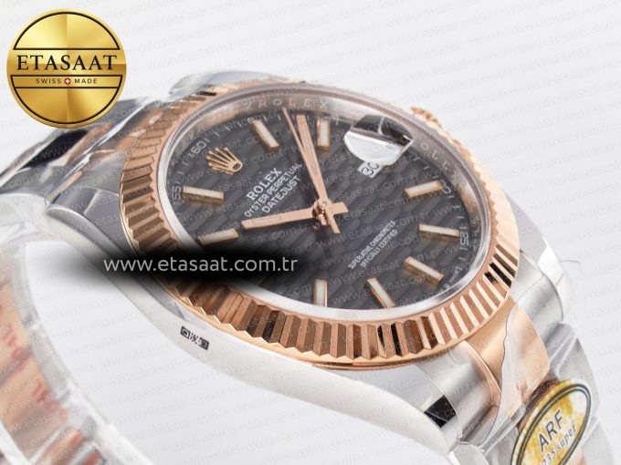 DateJust 41 126331 ARF 1:1 Best Edition 904L Steel Gray Textured Dial on SS/RG Oyster Bracelet SH3235（Gain Weight） - Görsel 7