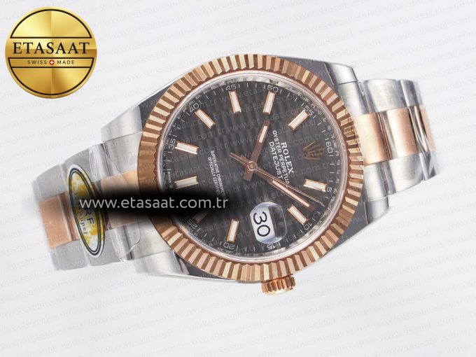 DateJust 41 126331 ARF 1:1 Best Edition 904L Steel Gray Textured Dial on SS/RG Oyster Bracelet SH3235（Gain Weight） - Görsel 8