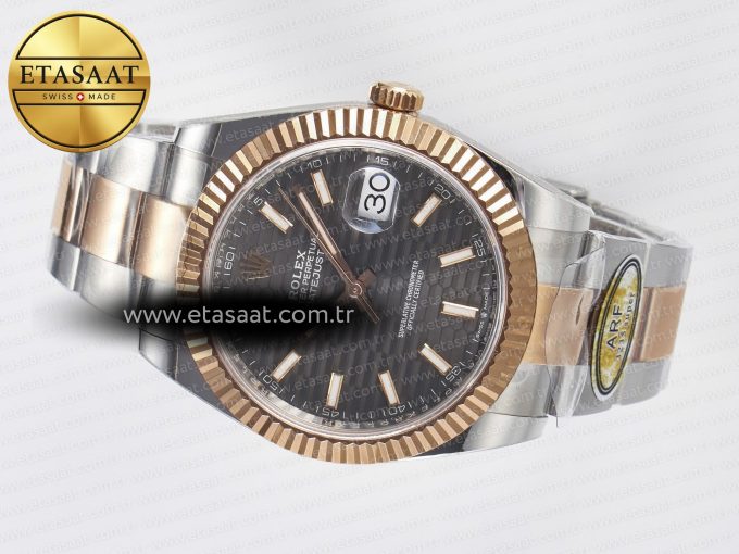 DateJust 41 126331 ARF 1:1 Best Edition 904L Steel Gray Textured Dial on SS/RG Oyster Bracelet SH3235（Gain Weight） - Görsel 9
