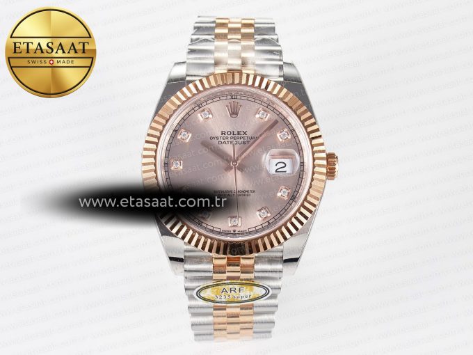 DateJust 41 126331 ARF 1:1 Best Edition 904L Steel RG Diamonds Dial on SS/RG Jubilee Bracelet SH3235（Gain Weight） - Görsel 3