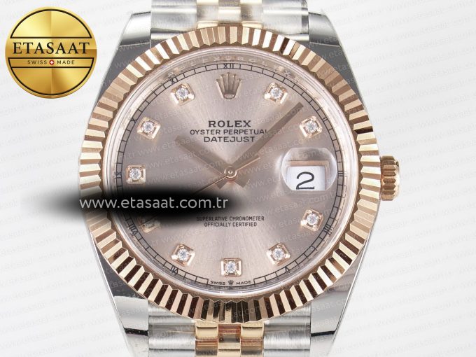 DateJust 41 126331 ARF 1:1 Best Edition 904L Steel RG Diamonds Dial on SS/RG Jubilee Bracelet SH3235（Gain Weight） - Görsel 4