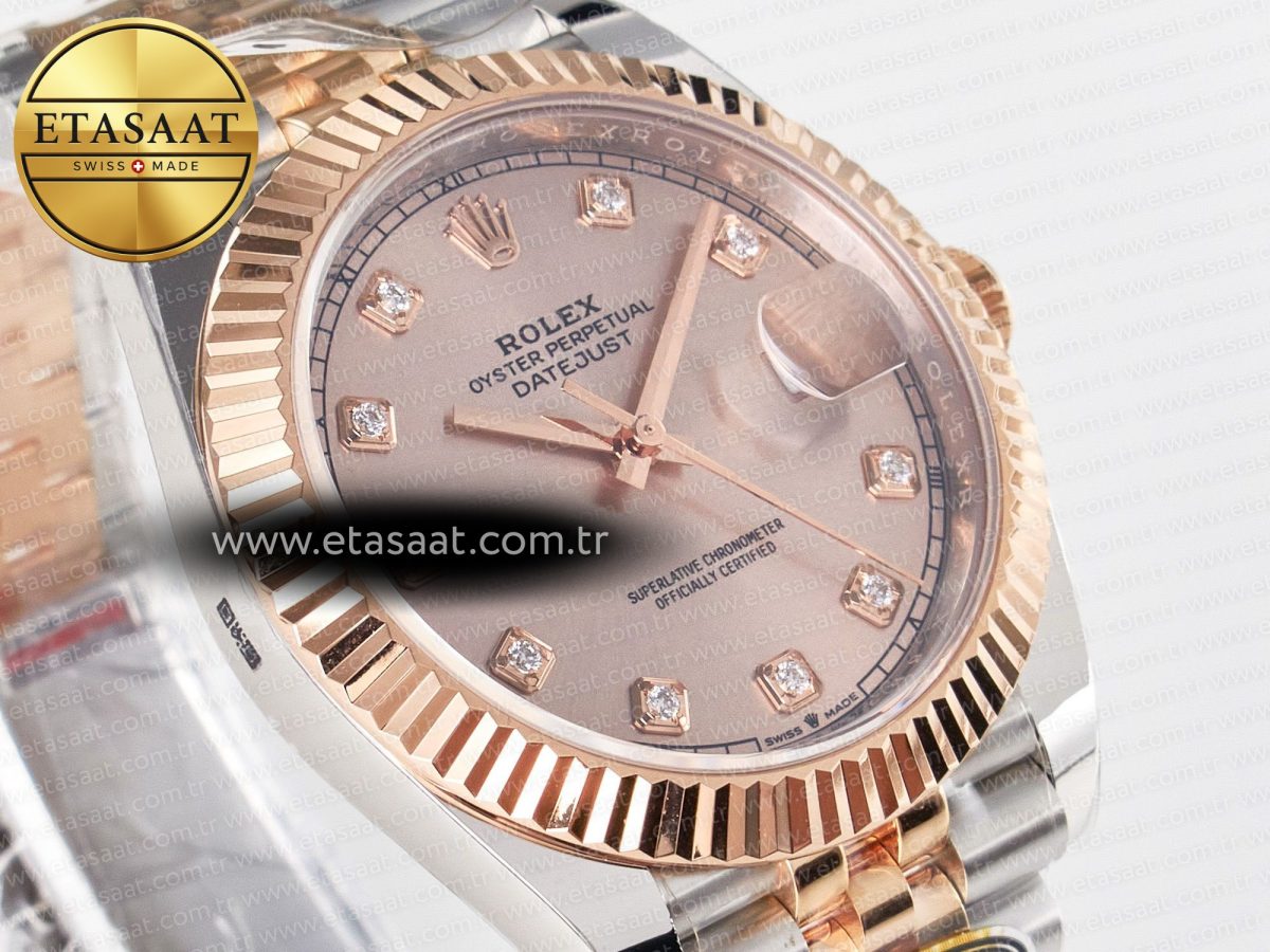 DateJust 41 126331 ARF 1:1 Best Edition 904L Steel RG Diamonds Dial on SS/RG Jubilee Bracelet SH3235（Gain Weight） - Görsel 5