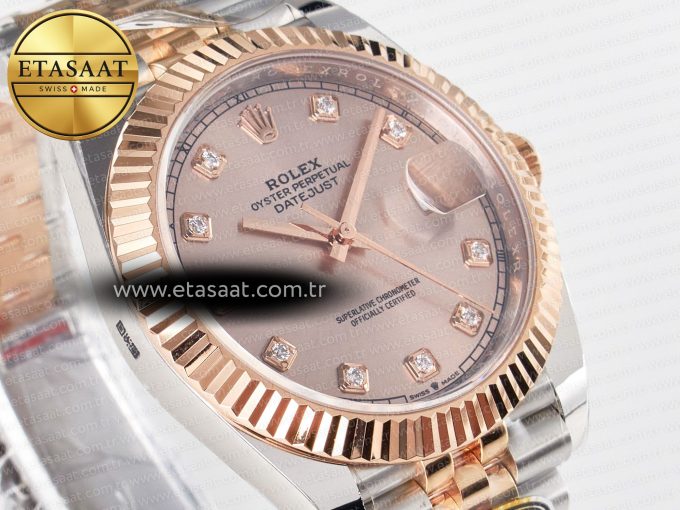 DateJust 41 126331 ARF 1:1 Best Edition 904L Steel RG Diamonds Dial on SS/RG Jubilee Bracelet SH3235（Gain Weight） - Görsel 5