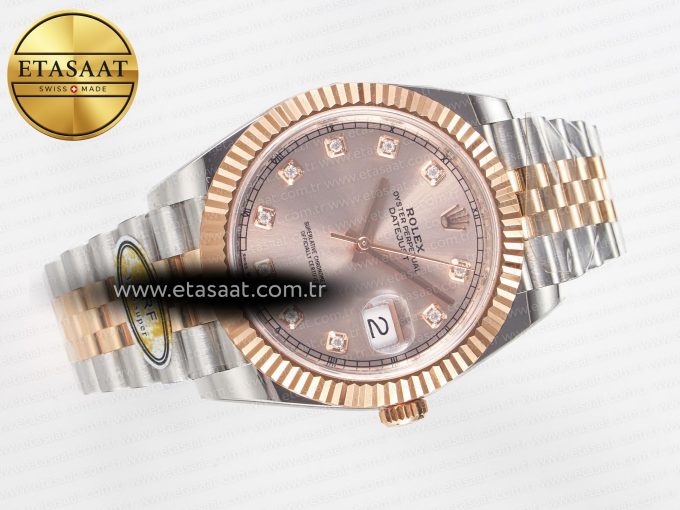 DateJust 41 126331 ARF 1:1 Best Edition 904L Steel RG Diamonds Dial on SS/RG Jubilee Bracelet SH3235（Gain Weight） - Görsel 8