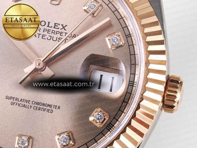 DateJust 41 126331 ARF 1:1 Best Edition 904L Steel RG Diamonds Dial on SS/RG Oyster Bracelet SH3235（Gain Weight） - Görsel 11