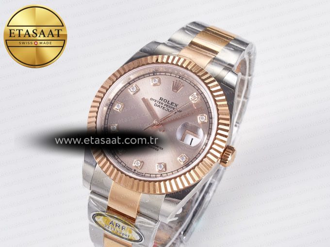 DateJust 41 126331 ARF 1:1 Best Edition 904L Steel RG Diamonds Dial on SS/RG Oyster Bracelet SH3235（Gain Weight） - Görsel 2
