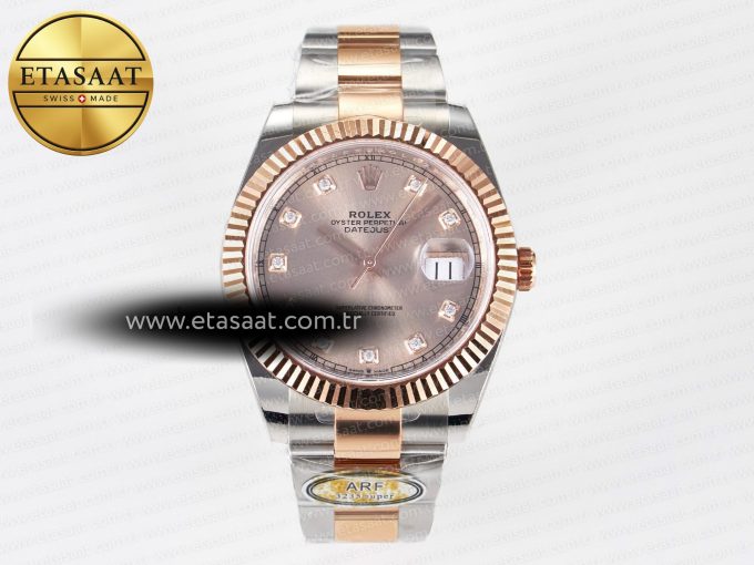 DateJust 41 126331 ARF 1:1 Best Edition 904L Steel RG Diamonds Dial on SS/RG Oyster Bracelet SH3235（Gain Weight） - Görsel 3