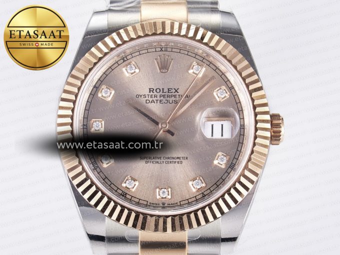 DateJust 41 126331 ARF 1:1 Best Edition 904L Steel RG Diamonds Dial on SS/RG Oyster Bracelet SH3235（Gain Weight） - Görsel 4