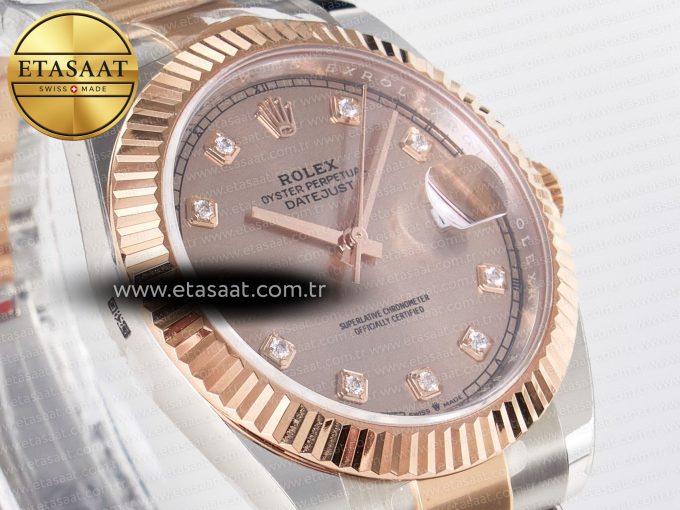 DateJust 41 126331 ARF 1:1 Best Edition 904L Steel RG Diamonds Dial on SS/RG Oyster Bracelet SH3235（Gain Weight） - Görsel 5