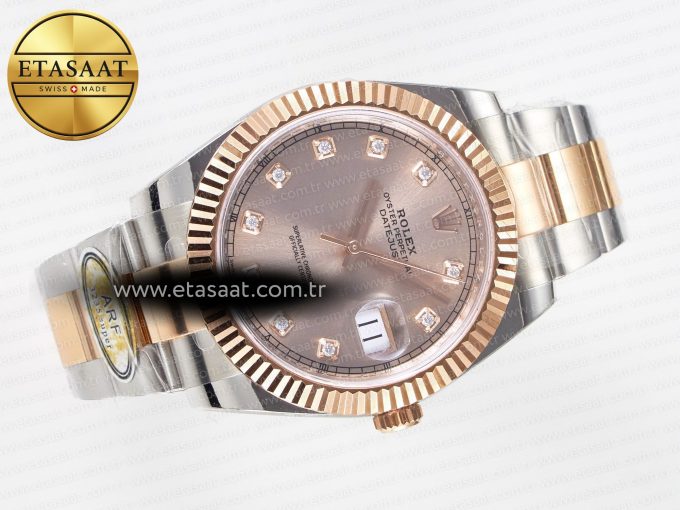 DateJust 41 126331 ARF 1:1 Best Edition 904L Steel RG Diamonds Dial on SS/RG Oyster Bracelet SH3235（Gain Weight） - Görsel 8