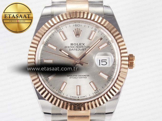 DateJust 41 126331 ARF 1:1 Best Edition 904L Steel Silver Dial on SS/RG Oyster Bracelet SH3235（Gain Weight） - Görsel 4