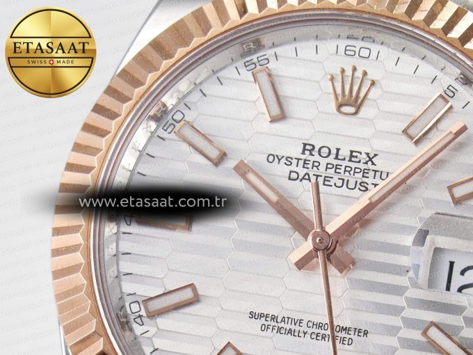 DateJust 41 126331 ARF 1:1 Best Edition 904L Steel Silver Textured Dial on SS/RG Oyster Bracelet SH3235（Gain Weight） - Görsel 10