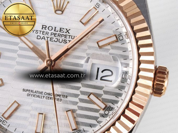 DateJust 41 126331 ARF 1:1 Best Edition 904L Steel Silver Textured Dial on SS/RG Oyster Bracelet SH3235（Gain Weight） - Görsel 12