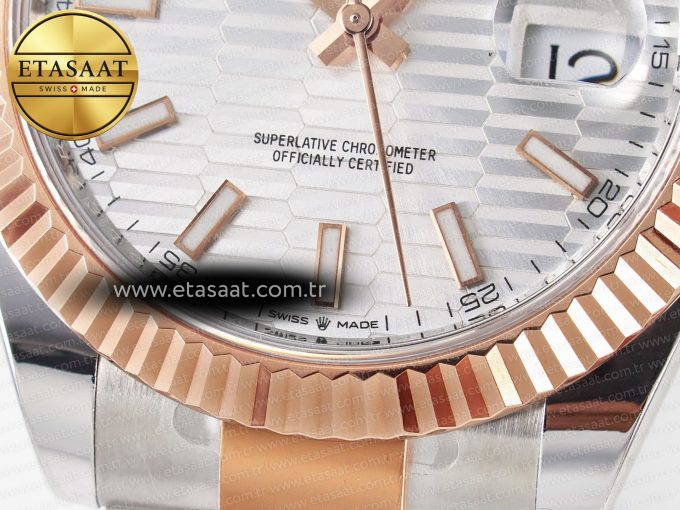 DateJust 41 126331 ARF 1:1 Best Edition 904L Steel Silver Textured Dial on SS/RG Oyster Bracelet SH3235（Gain Weight） - Görsel 13