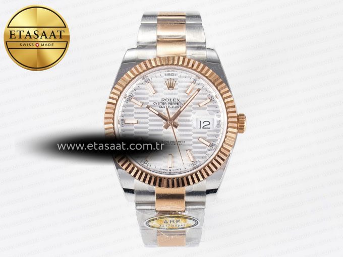 DateJust 41 126331 ARF 1:1 Best Edition 904L Steel Silver Textured Dial on SS/RG Oyster Bracelet SH3235（Gain Weight） - Görsel 3