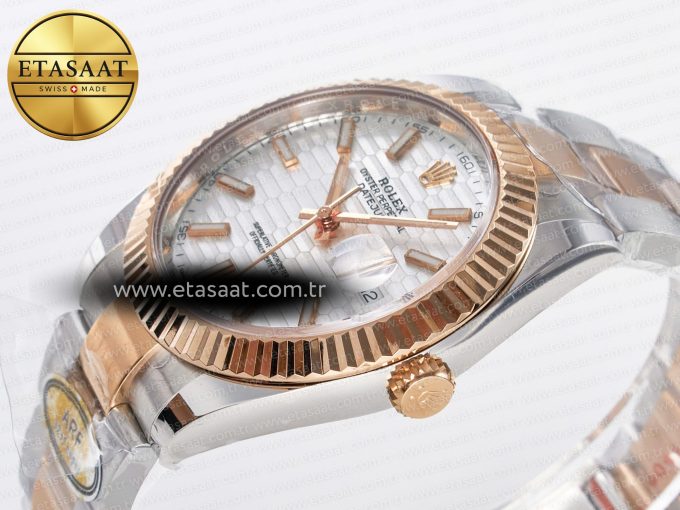 DateJust 41 126331 ARF 1:1 Best Edition 904L Steel Silver Textured Dial on SS/RG Oyster Bracelet SH3235（Gain Weight） - Görsel 6