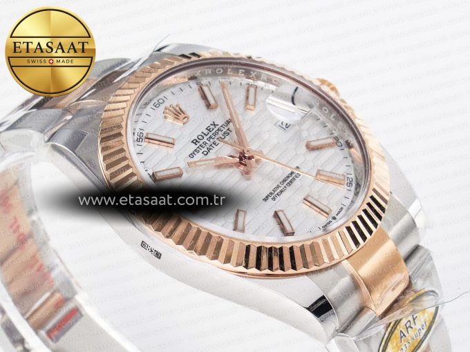 DateJust 41 126331 ARF 1:1 Best Edition 904L Steel Silver Textured Dial on SS/RG Oyster Bracelet SH3235（Gain Weight） - Görsel 7
