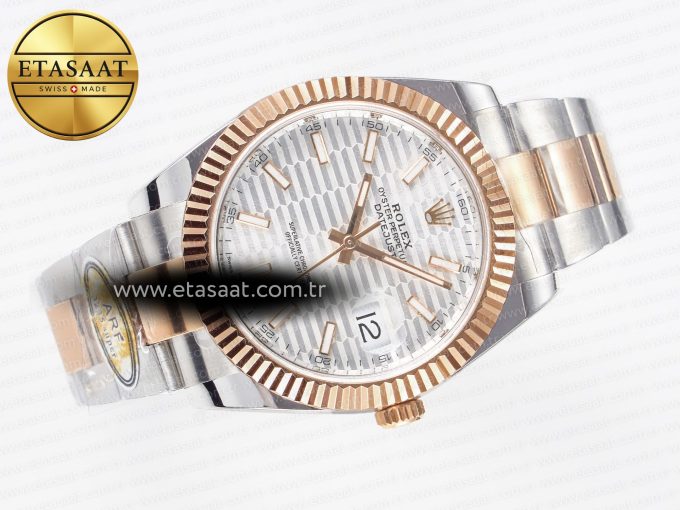 DateJust 41 126331 ARF 1:1 Best Edition 904L Steel Silver Textured Dial on SS/RG Oyster Bracelet SH3235（Gain Weight） - Görsel 8