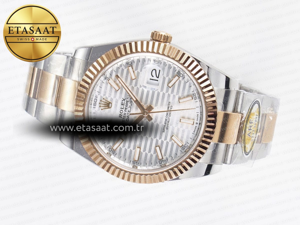 DateJust 41 126331 ARF 1:1 Best Edition 904L Steel Silver Textured Dial on SS/RG Oyster Bracelet SH3235（Gain Weight） - Görsel 9