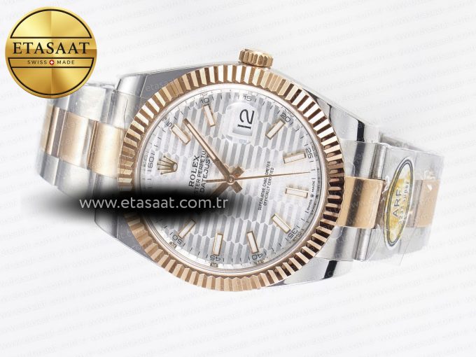 DateJust 41 126331 ARF 1:1 Best Edition 904L Steel Silver Textured Dial on SS/RG Oyster Bracelet SH3235（Gain Weight） - Görsel 9