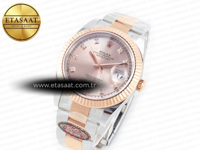 DateJust 41 126331 Clean 904L SS/RG 1:1 Best Edition Rose Gold Diamond Dial on Oyster Bracelet VR3235 - Görsel 2
