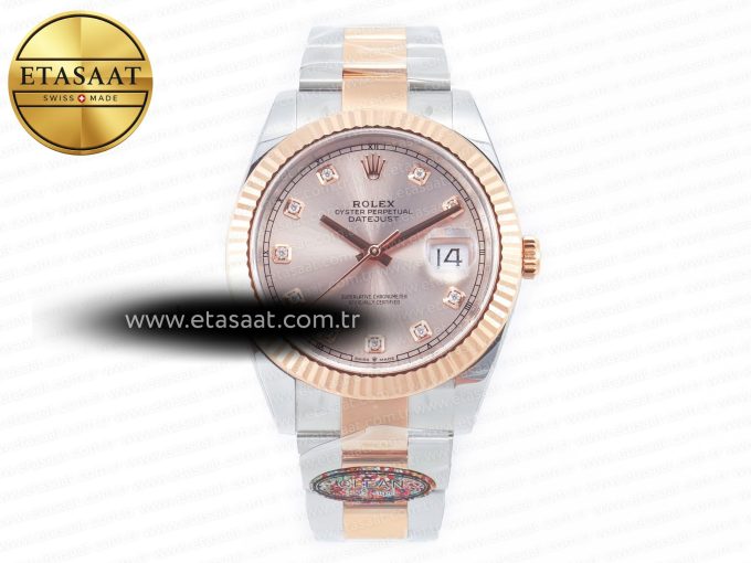 DateJust 41 126331 Clean 904L SS/RG 1:1 Best Edition Rose Gold Diamond Dial on Oyster Bracelet VR3235 - Görsel 3