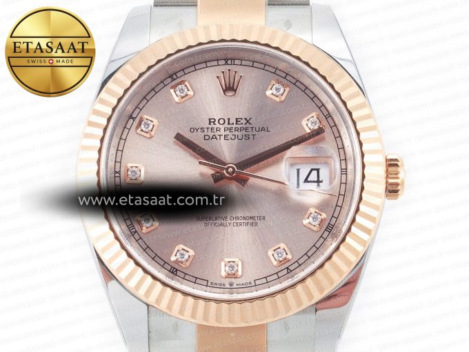DateJust 41 126331 Clean 904L SS/RG 1:1 Best Edition Rose Gold Diamond Dial on Oyster Bracelet VR3235 - Görsel 4