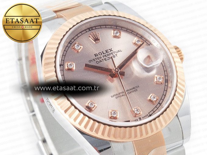 DateJust 41 126331 Clean 904L SS/RG 1:1 Best Edition Rose Gold Diamond Dial on Oyster Bracelet VR3235 - Görsel 5