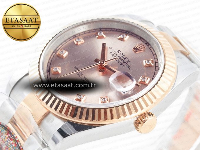 DateJust 41 126331 Clean 904L SS/RG 1:1 Best Edition Rose Gold Diamond Dial on Oyster Bracelet VR3235 - Görsel 6