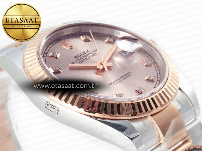 DateJust 41 126331 Clean 904L SS/RG 1:1 Best Edition Rose Gold Diamond Dial on Oyster Bracelet VR3235 - Görsel 7