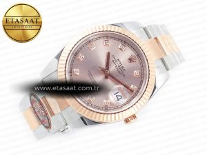 DateJust 41 126331 Clean 904L SS/RG 1:1 Best Edition Rose Gold Diamond Dial on Oyster Bracelet VR3235 - Görsel 8