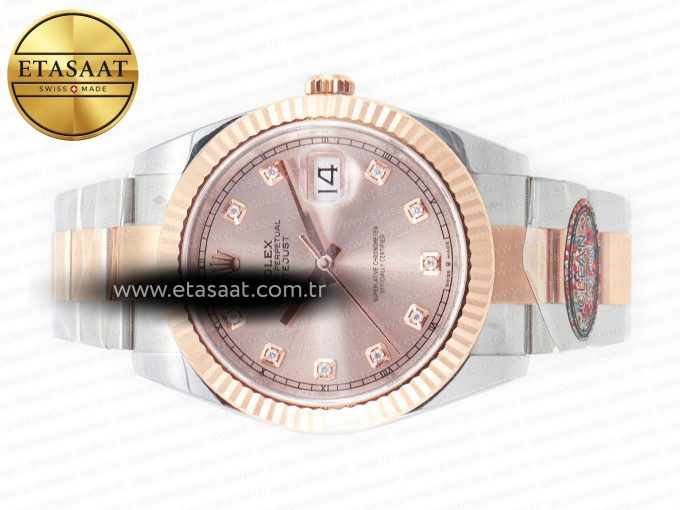 DateJust 41 126331 Clean 904L SS/RG 1:1 Best Edition Rose Gold Diamond Dial on Oyster Bracelet VR3235 - Görsel 9