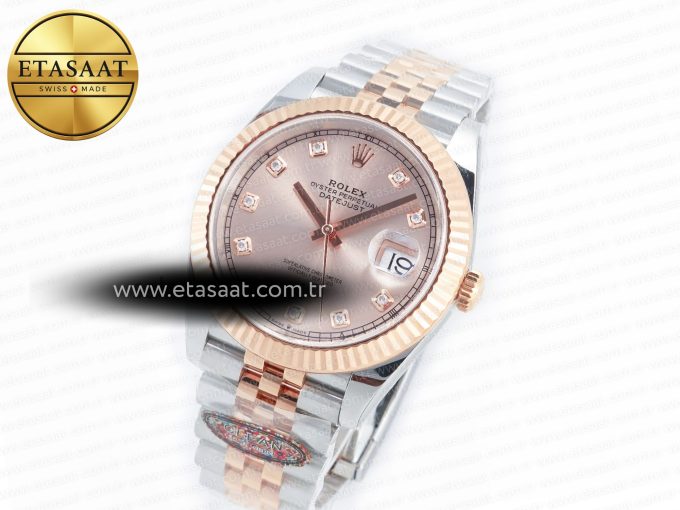 DateJust 41 126331 Clean 904L SS/RG 1:1 Best Edition Rose Gold Diamond Dial on SS/RG Jubilee Bracelet VR3235 - Görsel 1