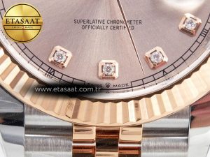 DateJust 41 126331 Clean 904L SS/RG 1:1 Best Edition Rose Gold Diamond Dial on SS/RG Jubilee Bracelet VR3235 - Görsel 13