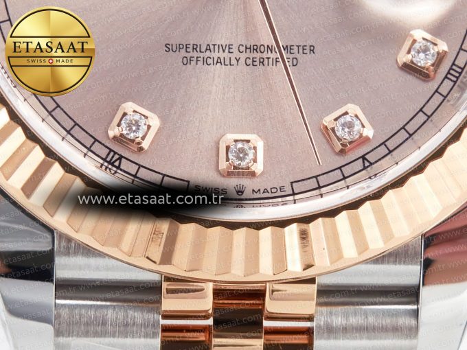 DateJust 41 126331 Clean 904L SS/RG 1:1 Best Edition Rose Gold Diamond Dial on SS/RG Jubilee Bracelet VR3235 - Görsel 13
