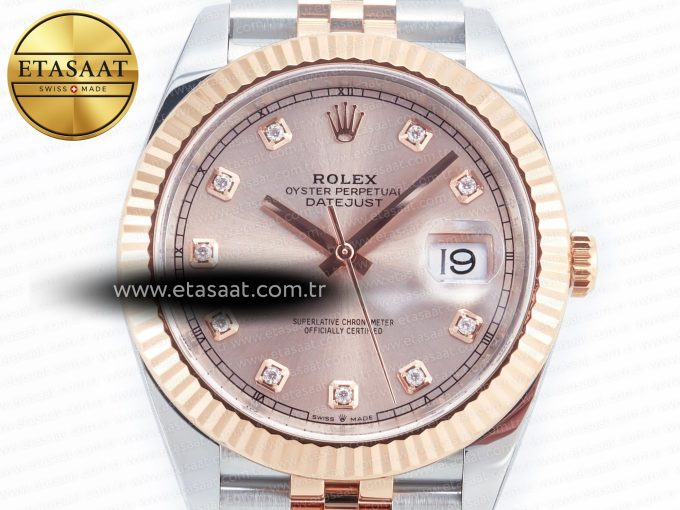 DateJust 41 126331 Clean 904L SS/RG 1:1 Best Edition Rose Gold Diamond Dial on SS/RG Jubilee Bracelet VR3235 - Görsel 4