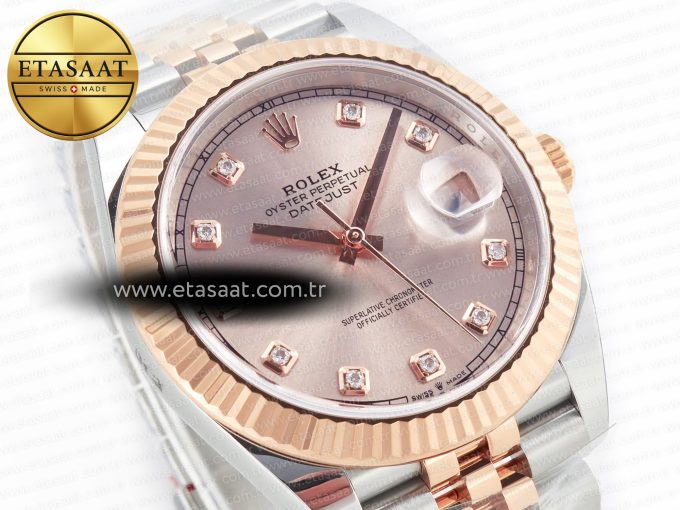 DateJust 41 126331 Clean 904L SS/RG 1:1 Best Edition Rose Gold Diamond Dial on SS/RG Jubilee Bracelet VR3235 - Görsel 5