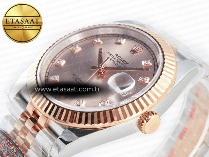DateJust 41 126331 Clean 904L SS/RG 1:1 Best Edition Rose Gold Diamond Dial on SS/RG Jubilee Bracelet VR3235 - Görsel 6