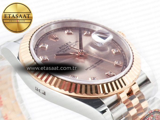 DateJust 41 126331 Clean 904L SS/RG 1:1 Best Edition Rose Gold Diamond Dial on SS/RG Jubilee Bracelet VR3235 - Görsel 7