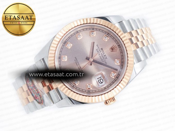 DateJust 41 126331 Clean 904L SS/RG 1:1 Best Edition Rose Gold Diamond Dial on SS/RG Jubilee Bracelet VR3235 - Görsel 8
