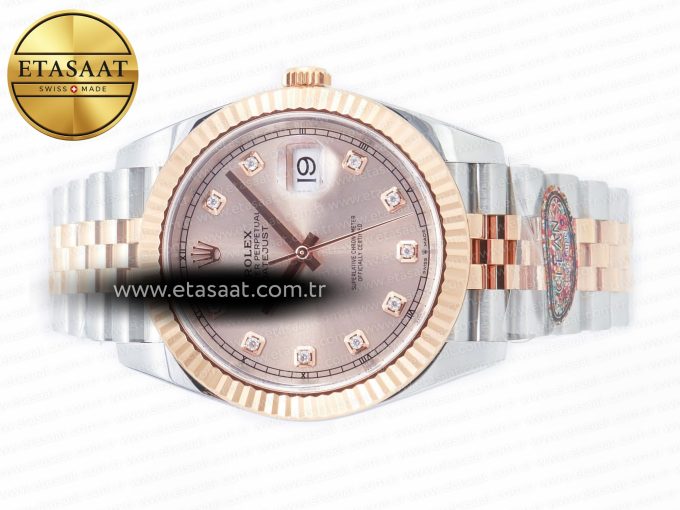 DateJust 41 126331 Clean 904L SS/RG 1:1 Best Edition Rose Gold Diamond Dial on SS/RG Jubilee Bracelet VR3235 - Görsel 9