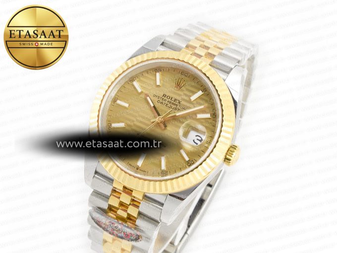 DateJust 41 126333 Clean 1:1 Best Edition 904L Steel YG Textured Dial on SS/YG Jubilee Bracelet VR3235 - Görsel 1