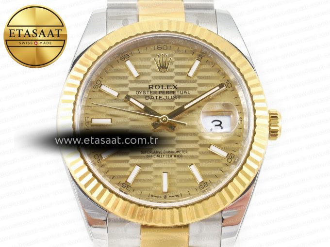 DateJust 41 126333 Clean 1:1 Best Edition 904L Steel YG Textured Dial on SS/YG Oyster Bracelet VR3235 - Görsel 4