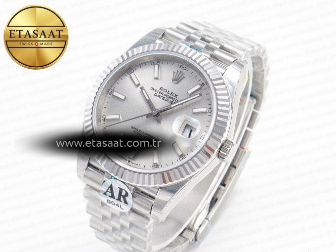 DateJust 41 126334 Fluted Bezel ARF 1:1 Best Edition 904L Steel Silver Stick Dial on Jubilee Bracelet VR3235 - Görsel 2