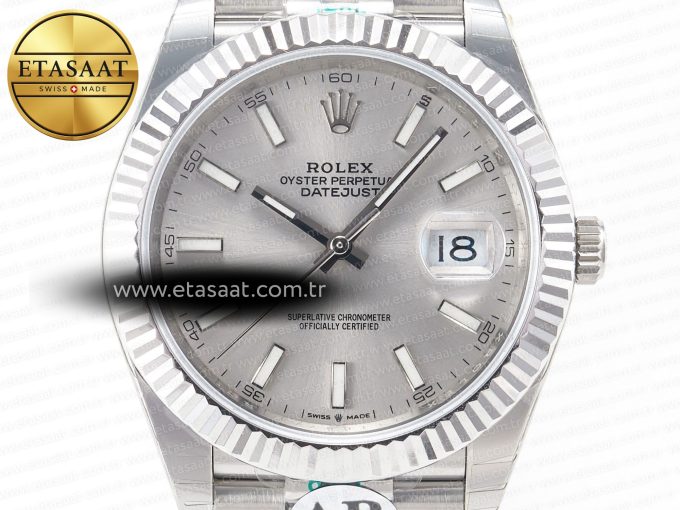 DateJust 41 126334 Fluted Bezel ARF 1:1 Best Edition 904L Steel Silver Stick Dial on Jubilee Bracelet VR3235 - Görsel 4